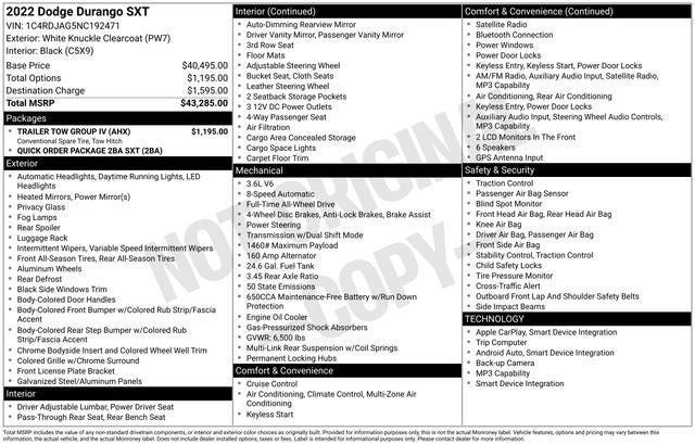 2022 Dodge Durango SXT AWD