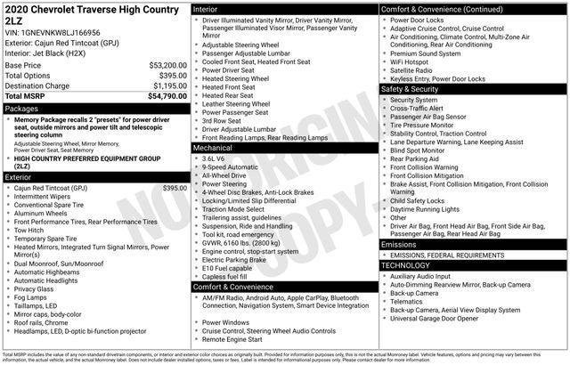 2020 Chevrolet Traverse AWD High Country