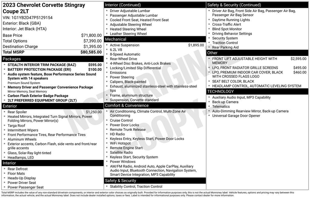 2023 Chevrolet Corvette Stingray 2LT
