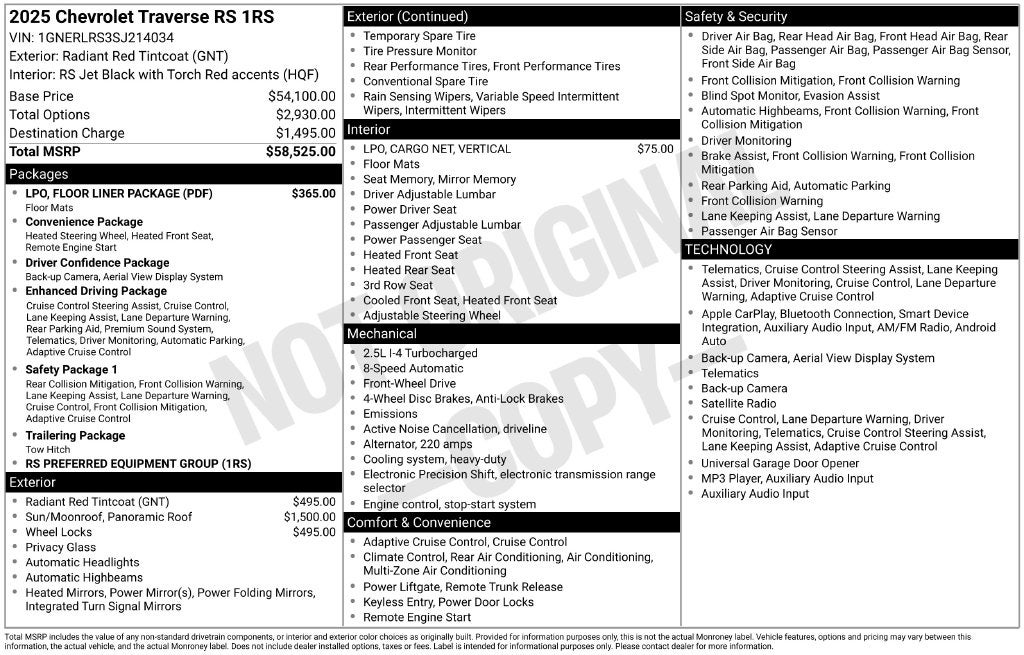 2025 Chevrolet Traverse RS
