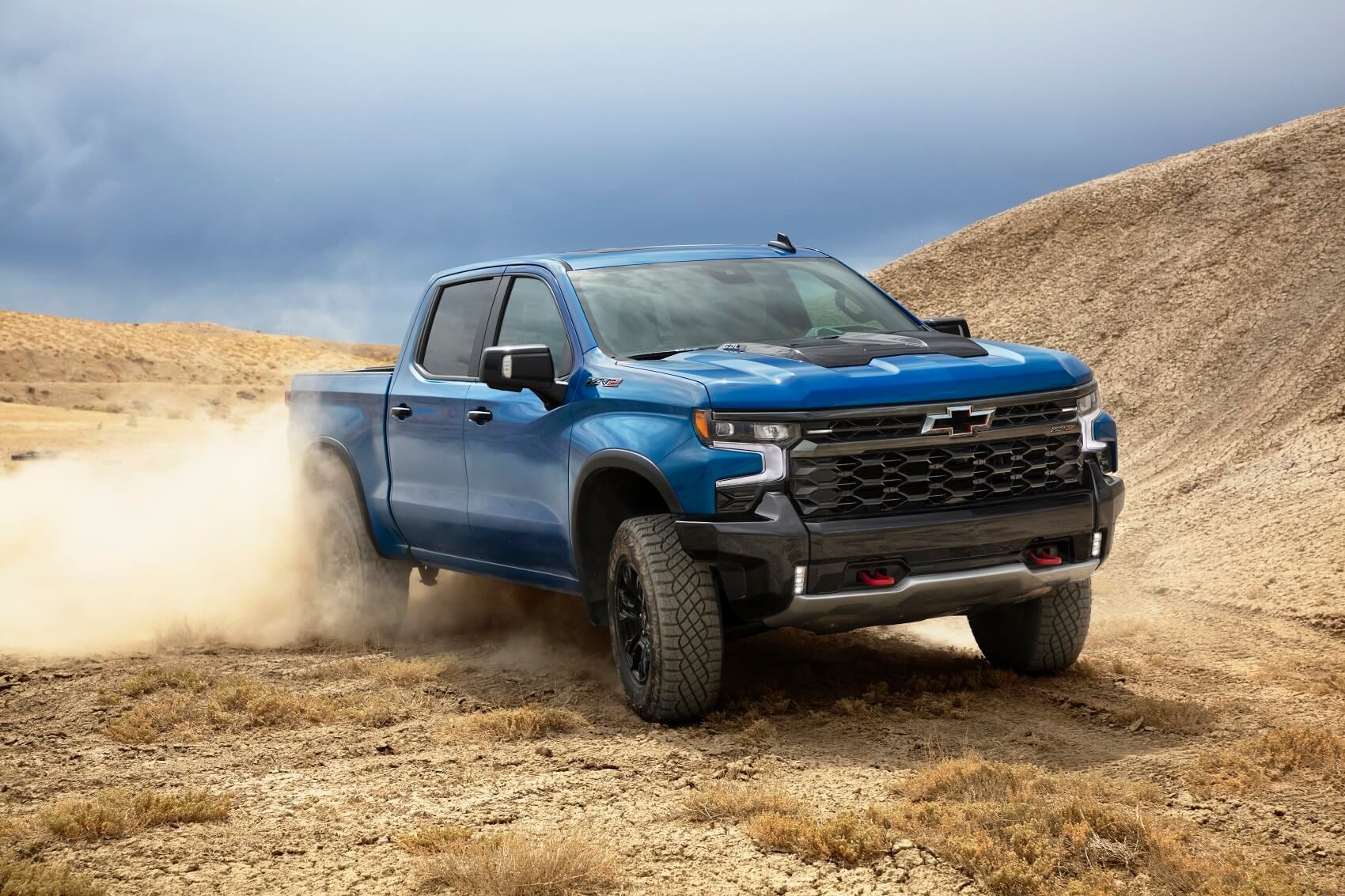 2022 Chevy Silverado in Blue on Dirt